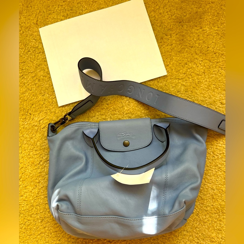 Longchamp Blue Shoulder Bag lambskin